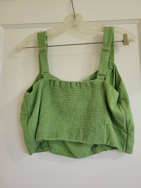 Women's Abercrombie and Fitch Green Sleeveless Linen-Blend Crop Top - Picture 8 of 9